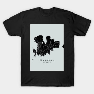 Mykonos Greece Island Map dark T-Shirt